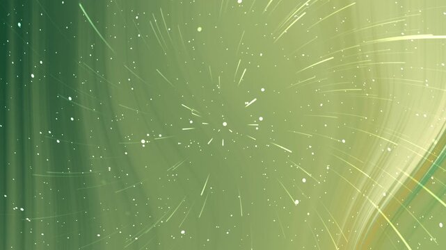 Abstract gold green gradient background art with light streaks and white particle sparks in motion, suitable for backgrounds, overlays, and futuristic designs.