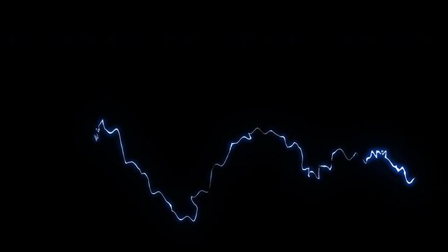 Powerful thunderbolt animation with flashing lightning strikes, electric storm energy, and glowing blue plasma effects easy to use on alpha channel background 4K resolution.