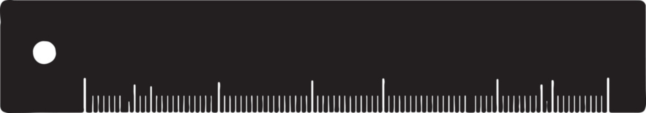 Black horizontal slider interface icon with a white circular handle and vertical scale markings representing volume control settings adjustment or measurement parameters interface accurate
