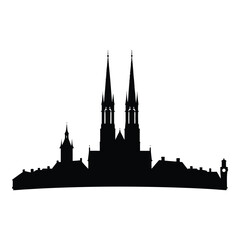 Fototapeta premium European Old Town Skyline Silhouette of Historic City Center, vector icon, vector