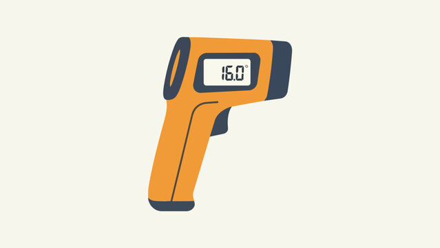 Infrared thermometer flat design graphic displaying temperature reading for industrial safety marketing