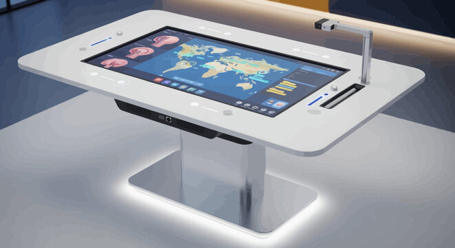 White tablet on stand display.
