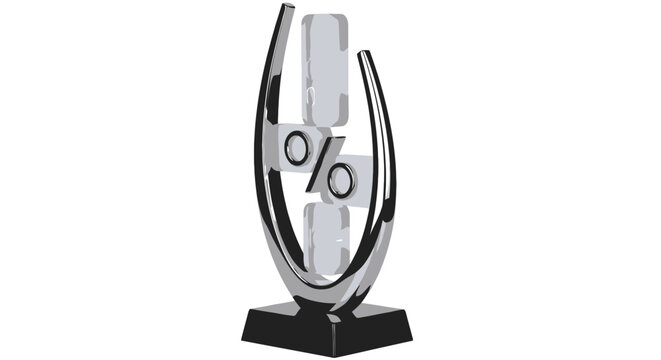 Shiny Metal Percent Sign Sculpture.