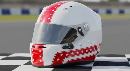 Racing Helmet with Red Accents. © ikhsan