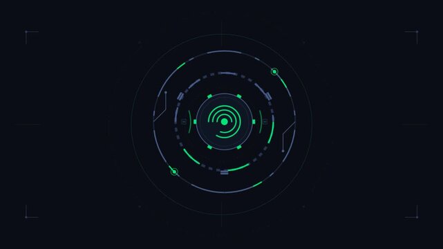 Green futuristic circular hud interface data scanning motion