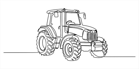 Single line drawing of a farm tractor © Pabon Art Gallery