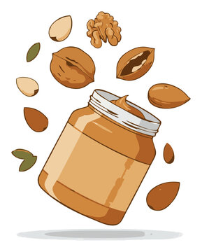 Peanut butter jar vector illustration isolated on wh.... Generative AI