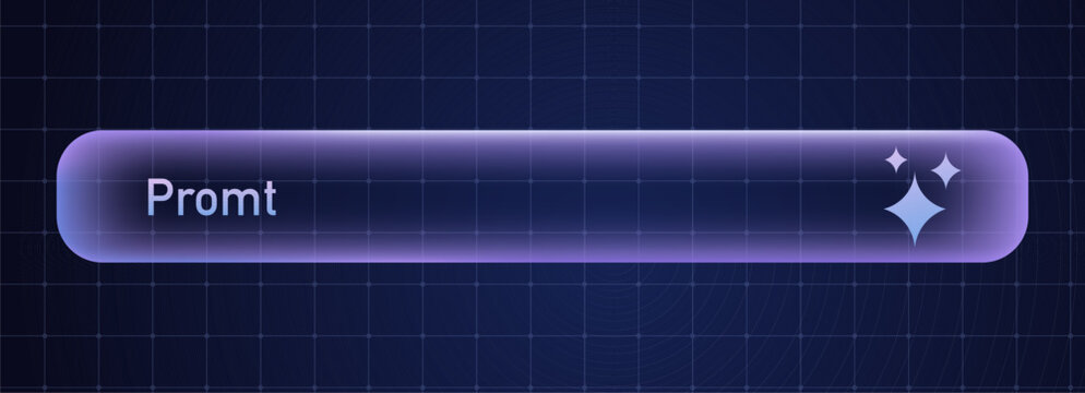Website prompt bar, ai frame generative AI bar design in liquid glass. Artificial intelligence prompt search field machine learning technology, chat, futuristic, button. Search bar Internet browser