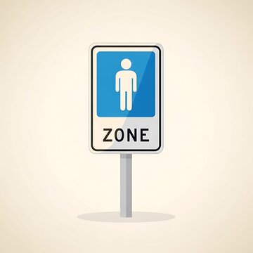 Accessible restroom sign with person icon on blue background.