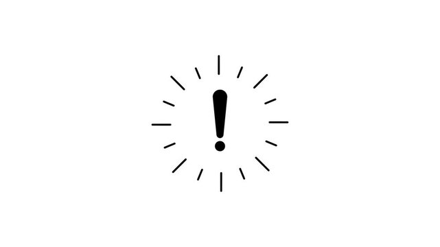 Flashing Exclamation Mark Icon with Circular Clock Dots on withe Background, Warning Alert Concept