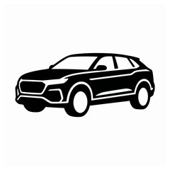 Obraz premium SUV Silhouette Vector Icon Black and White Isolated on White Background for Automotive Branding and Transportation Design