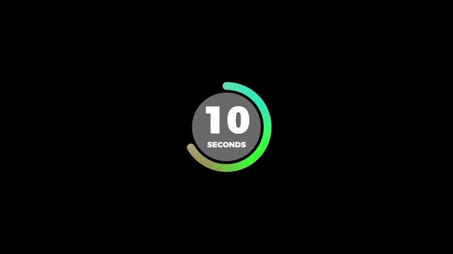 15 Second Countdown Timer with Neon Green Circular Progress Bar on Black Background
