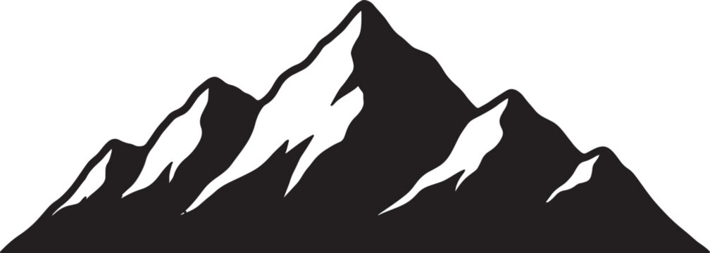 Rugged mountain range silhouette with three sharp peaks representing outdoor adventure and nature landscapes mountain silhouette landscape outdoors adventure climbing environment