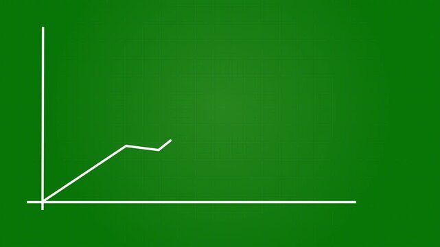 Abstract white neon zigzag line graph animation on green background, profit growing icon animation, growing business graph symbol, line arrow, motion graphics 4k video