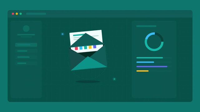 Animated email notification on a dark web dashboard interface