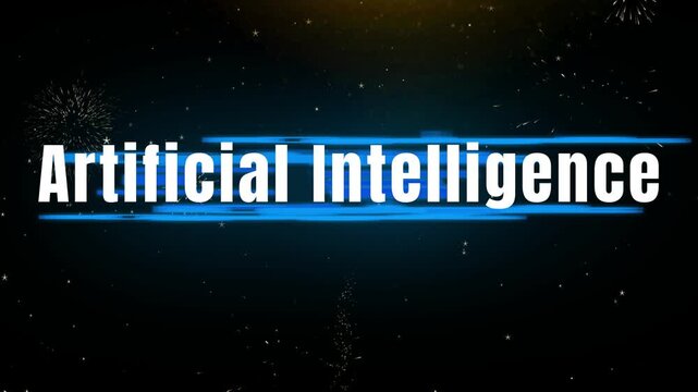 Artificial Intelligence text appears in white bold letters against a dark digital background with blue light streaks, representing modern technological advancement.