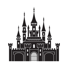 Castle Silhouette On White Background Detailed Architectural Illustration © ABDULLA