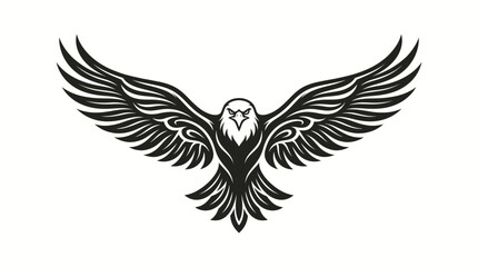 Fototapeta premium Stylized eagle illustration with spread wings, tribal tattoo style