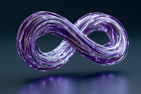 Infinity Symbol 3D Render Fiber Optic Data Stream Background Technology Concept