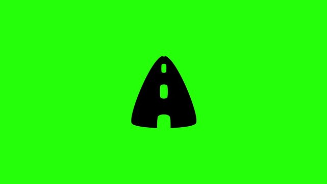 Clean 4K horizontal video showing a perspective asphalt highway road path silhouette with center line bouncing. High quality travel navigation web asset.