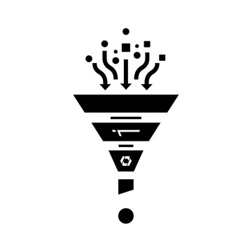 Data funnel icon representing information filtering and processing business analytics or lead generation strategy concept with analytics business marketing strategy