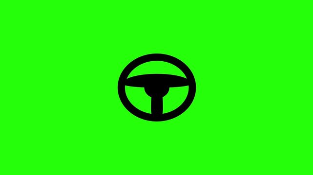 Beautiful 4K motion asset containing an automotive steering wheel silhouette representing driver vehicle control bouncing cleanly. Clean garage workshop graphic.