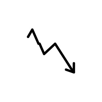 Downward trending business arrow chart icon depicting economic decline and financial loss with financial business recession negative statistics analysis corporate