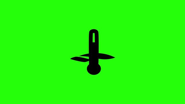 4K resolution video of a coolant temperature gauge thermometer silhouette representing engine heat status bouncing into view. Perfect dashboard alert web icon.