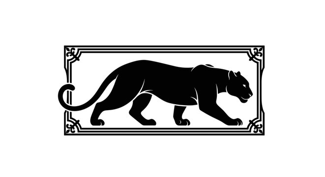 Black Panther Silhouette in Ornate Frame.
