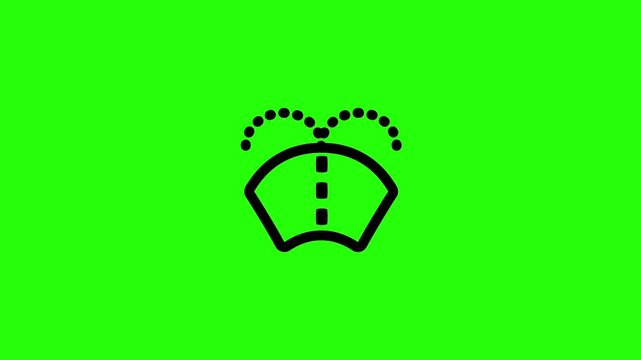 Premium 4K motion graphic of a front car wind shield with water spray drops fluid indicator silhouette bouncing. Clean asset for auto cleaning service web.