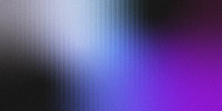 Abstract textured backdrop with vertical fine groove lines, noisy grainy texture, seamless black-to-cobalt-blue-to-violet purple horizontal color gradient.