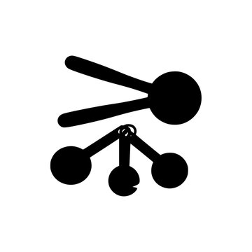 Set of Black Silhouette Measuring Spoons Icons Isolated on White