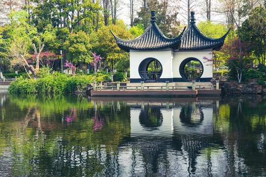 Pavilions and towers in Changzhou gardens, China