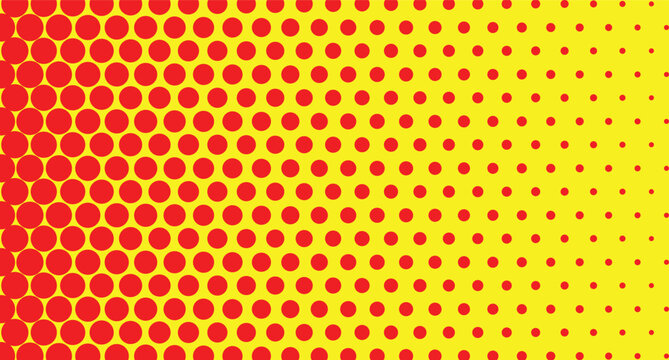 abstract creative red halftone dot pattern on yellow.