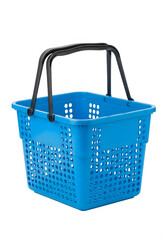 Fototapeta premium Blue plastic shopping basket with handles