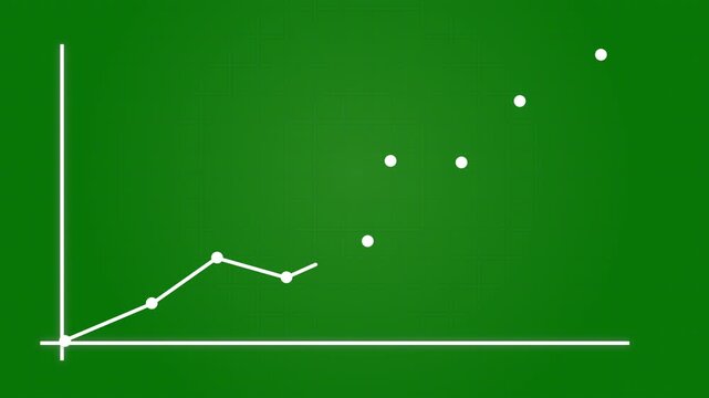 White glowing neon business growing graph line animation on alpha chanel digital data visualization, green background animation graph arrow, line arrow, business strategy, 4K animation