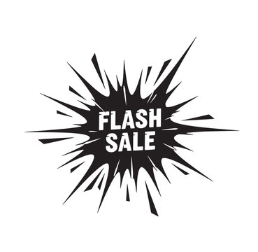 Dynamic flash sale burst graphic with sale tag big limited time hot deal price reduction black and white super discount