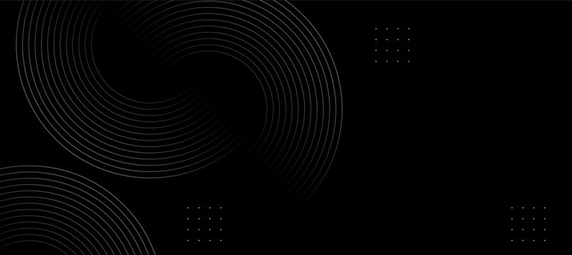 Abstract black and white background with futuristic digital technology lines and glowing blue light circles representing a web communication network concept