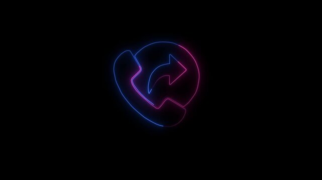 Neon Outline Of A Telephone Receiver With A Forward Arrow Symbol call communication