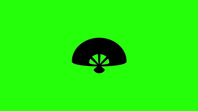 Premium 4K video showcasing a traditional oriental folding paper fan open silhouette bouncing fluidly. Clean energetic accessory store popup asset.