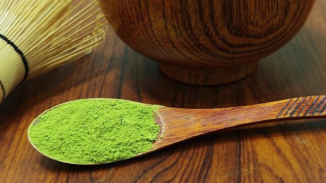 The process of brewing matcha green tea.