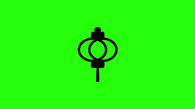 4K resolution video of a traditional oval Chinese paper lantern lamp hanging silhouette bouncing into view. Perfect popup lunar festival web layout icon.