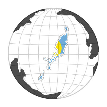 Palau Country Map in Globe