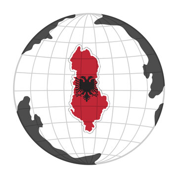 Albania Country Map in Globe