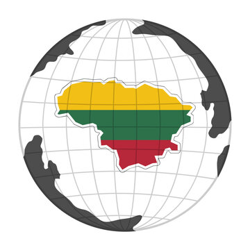 Lithuania Country Map in Globe