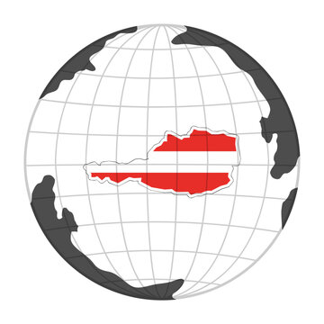 Austria Country Map in Globe
