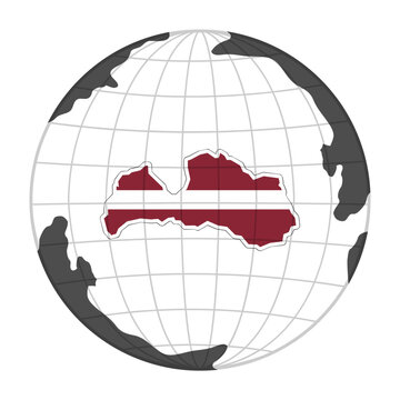 Latvia Country Map in Globe