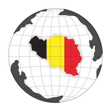 Belgium Country Map in Globe