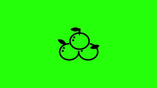 Dynamic 4K resolution asset showing a stack of traditional offering oranges fruit silhouette bouncing. Playful popup element for lunar blessing ceremony.