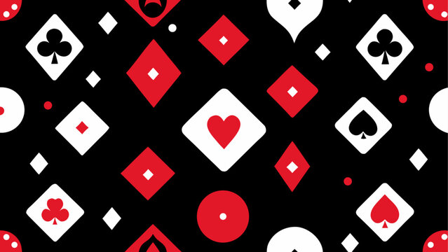 A vibrant pattern of geometric shapes and mathematical symbols on a dark background
